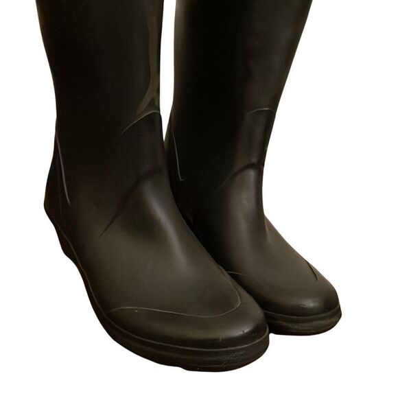 Michael Kors wedge rain boot knee high size 8 black vintage - Picture 6 of 10